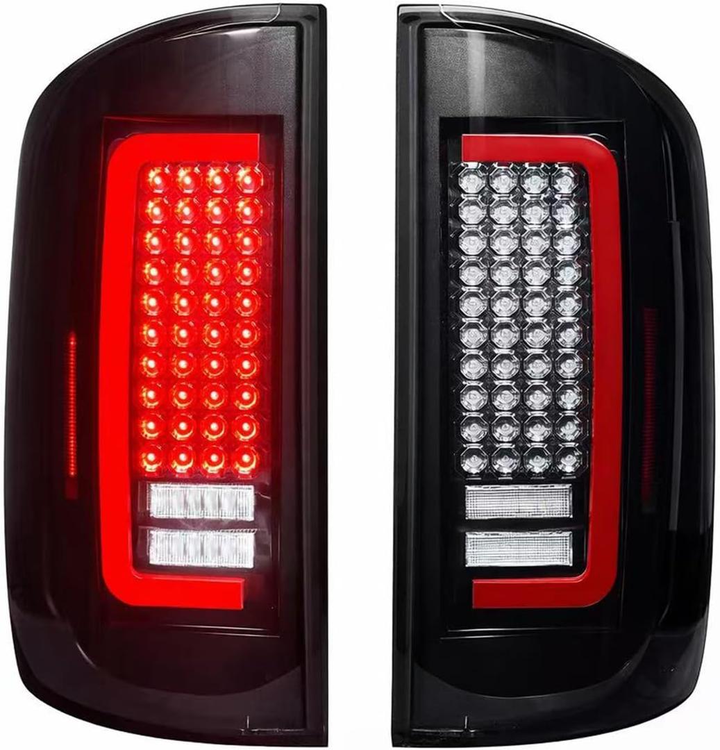 All-in-one LED Tail Light for Dodge Ram 15002007-2008,Ram 2500 & 35002007-2009, [only fit Factory Halogen Model],Upgraded VersionRear Taillight Assembly Chrome Housing Smoked Lens.