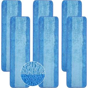 6 Pack Microfiber Cleaning Pads are Compatible with Bona Mop,18 Inch Replaceable Mop Pad Refill,Washable & Reusable Blue Microfiber Mop Pads for Hardwood and Hard-Surface Floors