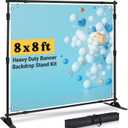 Photo Backdrop Stand 8x8 ft, Heavy Duty Adjustable Banner Holder