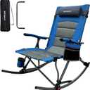 13.8" High Seat Rocking Camping Chair Outdoor with Foot Rest & Headrest, Oversized Folding Rocker Chair with Carry Bag for Lawn Patio Supports 300 lbs