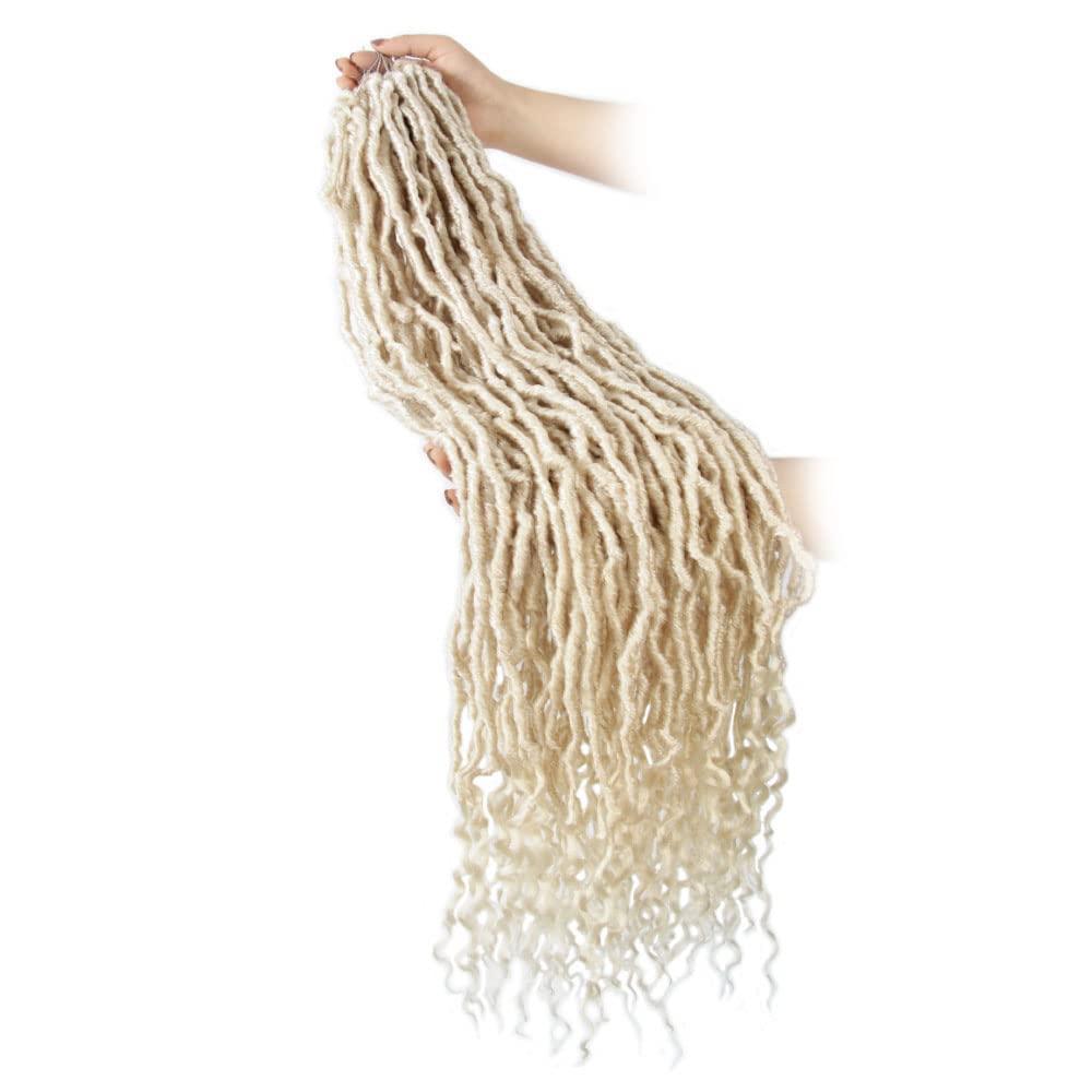 BOHOBABE Faux Locs Crochet Hair 24 Inch, Boho Soft Crochet Locs with Curly Ends, Long Bohemian Goddess Locs Crochet Braids for Black Women (6 Packs, 613#)