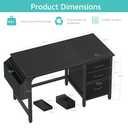 Lufeiya Computer Desk with File Drawers Cabinet, 47 Inch Reversible Home Office Desks with Filing Cabinet for Small Space, Gaming Study Writing Table PC Desks, Black (46.6")