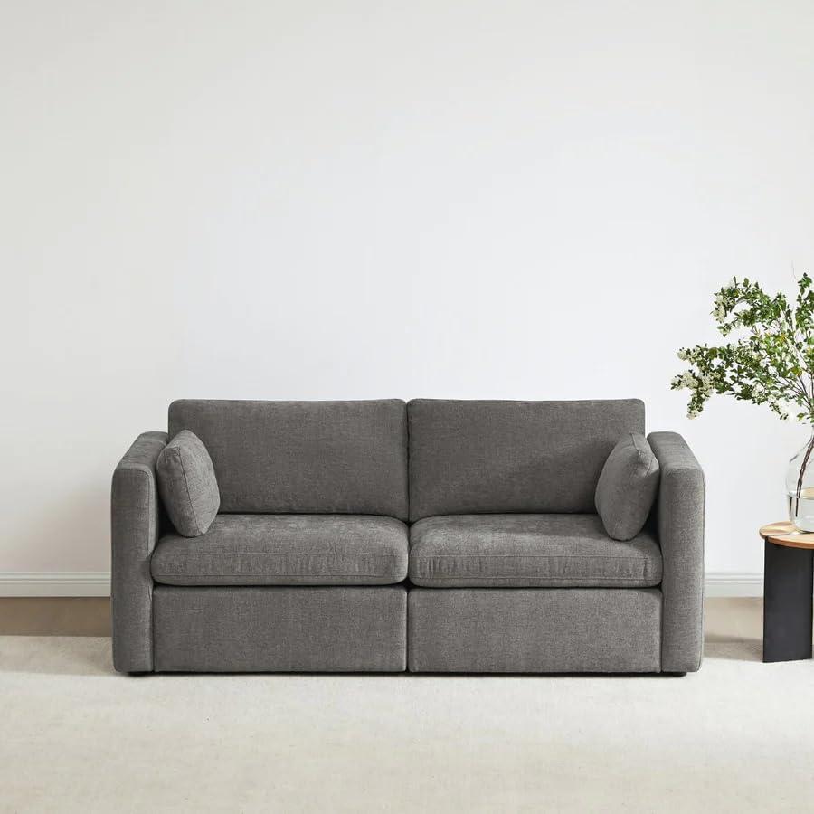 CHITA 78" Modular Sectional Sofa, 2 Seat Modular Couch, Grey Oversized Modular Sectional Sofa Set, FSC Certified, with Reversible Chaise, Storage Ottoma, Loveseat Sofa