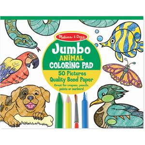2 x Melissa & Doug Jumbo Coloring Pad (11 x 14 inches) - Animals, 50 Pictures - Animal Coloring Book, Art Paper For Kids Painting And Drawing