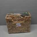 CHI AN HOME Wicker Magazine Basket, Handwoven Water Hyacinth Storage Bin & Organizer for Files, Books, Newspapers, Documents, Decorative Storage Bin with Handle for Office, Living Room, Dorm, Bathroom