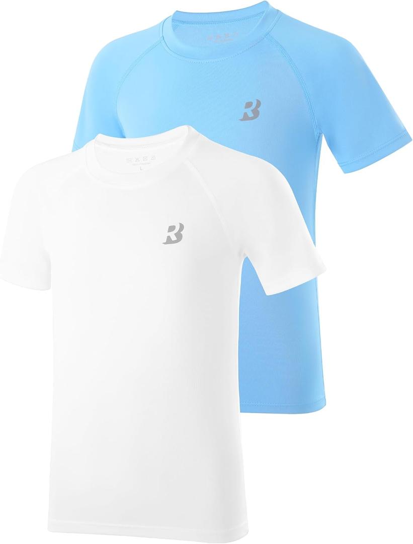Roadbox Boys Rash Guard Swim Shirt, UPF 50+ Sun Protection Short Sleeve, XL
