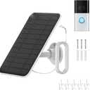 5W Solar Charger for R-ing Doorbell, 19.6FT Cable Waterproof Solar Panel for R-ing Battery Doorbell Plus/Pro/3/3+/4, Wireless Solar Power Supply, Cable & Adjustable Mount (4w Solar Panel)