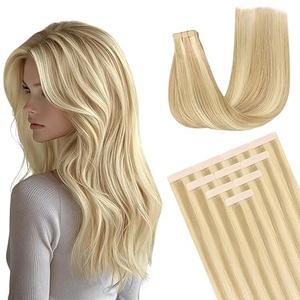 DOORES Tape in Extensions Human Hair Platinum Blonde 20 Inch 50g 20pcs Remy Hair Extensions Tape in Skin Weft Real Natural Straight Blonde Hair for Women Girl
