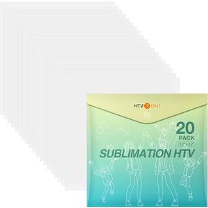 HTVRONT Clear HTV Vinyl for Sublimation, 19 Pack 12" X 12" Matte Sublimation Vinyl for Cotton Fabric, Wash Durable Clear Dye Sub HTV for Light-Colored T Shirts