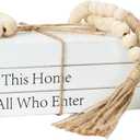 Decorative Books for Home Decor, White Faux Books for Decoration, Rustic Farmhouse Stacked Display Books (God Bless This Home and All Who Enter)