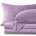 BEDELITE Flannel Sheets Queen Size Lavender - Super Soft Fleece Sheets Set Fluffy Extra Plush, 4 Piece(Include Fitted Sheet, Flat Sheet, 2 Pillowcases)