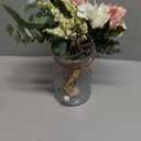 12" Artificial Silk Flowers with Glass Vase for Mom, Realistic Fake Flower Arrangement for Table Centerpiece, Boho Farmhouse Home Decor for Living Room, Kitchen, Office