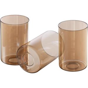 3 Pack Amber Glass Lamp Shade Replacement Globe & Shade for Light Fixture, 3.94in Diameter 5.9in Tall, E26 Base 1-5/8 Inch Fitter, Cylindrical glass lampshade