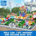 Mould King Large Amusement Park Building Set, DIY Eight-Major Electric Model Kits Include Ferris Wheel, Carousel, etc, Modular Design, Collectible Home Decoration for Teens, Adults(5220 Pcs)