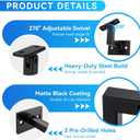 6 Pack Handrail Brackets, Laysmkit Adjustable Handrail Bracket for Staircase, Black Hand Rail Bracket, Wall Mounted Stair Railing Brackets with Installation Hardware for Stairs, Bedroom, Corridors