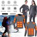 26-Zone Heated top and 16-Zone Heated Pants heated underwear for women men,Suitable winter skiing motorcycles  (Gray, XL)