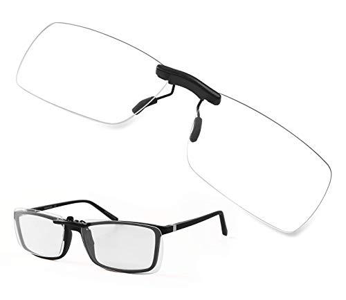 FONHCOO Clip on Blue Light Blocking Glasses Womens Mens Over Prescription Glasses Frameless Lens Anti Eyestrain Headaches UV Filter Computer Gamer Eyeglasses Transparent