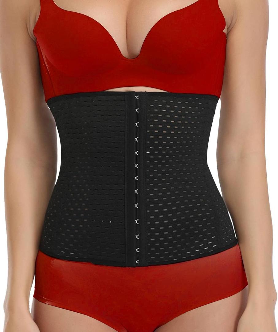 Waist Trainer for Women Lower Belly Fat Waist Cincher Tummy Control Girdle Hourglass Body Shaper Shapewear with Steel Bones Extender, Large, Black (3 Rows*13 Hooks-25cm) (Black, L)