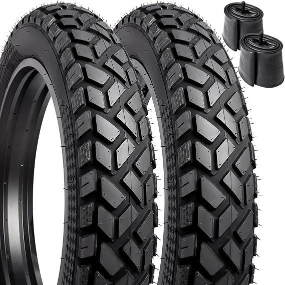 2-PCS 20" Heavy Duty Fat E-Bike Tires 20 x 4.0/102-406 20 x 3.0 and Heavy Duty Bike Tubes Scharder Valve Compatible with 20x4.0 20x3.0 E-Bike All-Terrain Directional Tread Bicycle Tires and Tubes
