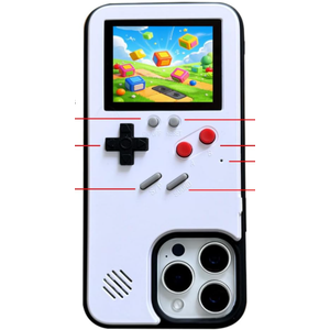 for iPhone 16 Pro Max Case Gamer Design Retro Video Game Playable Phone Cover, Classic Creative Birthday Gifts, Shockproof Funny Case for iPhone, White