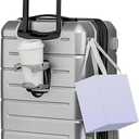 KYME Hardside Expandable Carry On Luggage 22x14x9 Airline Approved 20 Inch Hardshell Carry On Suitcase with Wheels TSA Lock Small Travel Rolling Luggage with Cup Holder for Women Men Silver