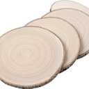 Maputune 4 Pcs 12-13 inches Large Unfinished Wood Slices for Centerpieces, Natural Rustic Wooden Plate for DIY Craft, Round Wood Chips for Table Signage Painting Wedding Party Christmas Decor