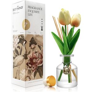 Reed Diffuser Set,4.1fl oz(120ml) Jasmine & Lily Scented Oil Diffuser with 6 Reed Sticks,Home Fragrance Reed Diffuser for Bathroom Living Room Office Shelf Decor