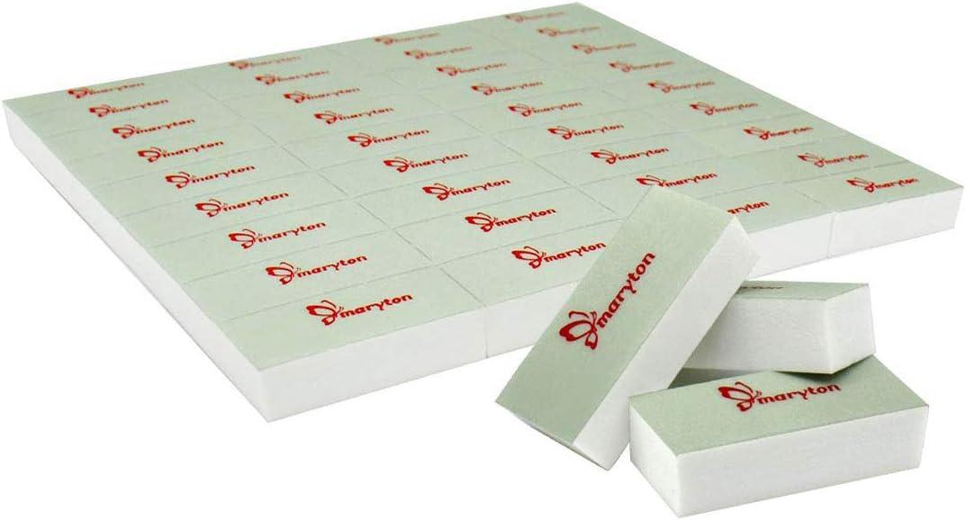 Maryton Mini Nail Buffer Blocks, Disposable Nail Shine Buffers Kit - Green Side for Buffing, White Side for Shinning, 36 Count