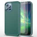for iPhone 13 Pro Case, [15 FT Military Grade Drop Protection] 2 Pack [Self-Healing Screen Protectors] Heavy Duty Shockproof Case,Dark Green
