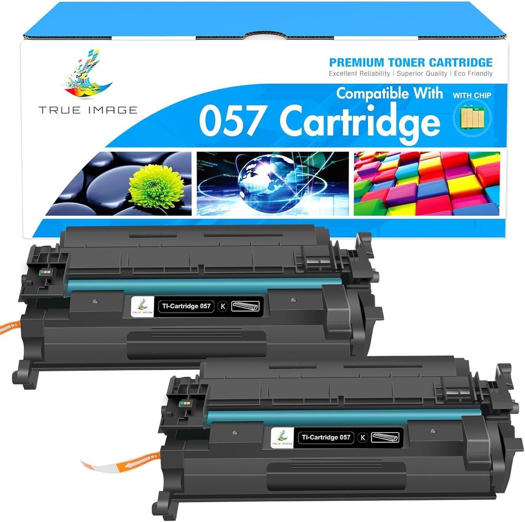TRUE IMAGE 057 Toner Cartridge Replacement for Canon 057 057H CRG-057 ImageCLASS MF445dw MF448dw LBP226dw LBP227dw LBP228dw MF449dw MF445 LBP220 LBP230 MF440 MF450 Laser Printer Ink (Black, 2-Pack)
