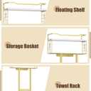 Aetyord Towel Racks for Bathroom - Wall Mounted Metal Rack with Wood Plank, Bathroom Storage Organizer, Towel Holder Stores 6 Large Rolled Towels Easily, Gold and Size XL 31"