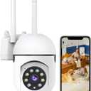 1080P Security Camera Wired, Baby Monitor with 360 Pan/Tilt, 2-Way Audio, Color Night Vision, AI Detection, SD/Cloud Storage, 2.4G/5GHz WiFi Home Surveillance Cam, Compatible with Alexa (White (Wall Mount))