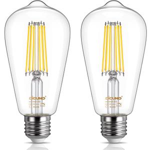 DiCUNO LED Edison Bulb 60 Watt Equivalent, Daylight White 4500K, Dimmable Edison Light Bulbs ST64, Antique LED Filament Light for Kitchen Lighting, 700 LM, Clear Glass, Pack of 2
