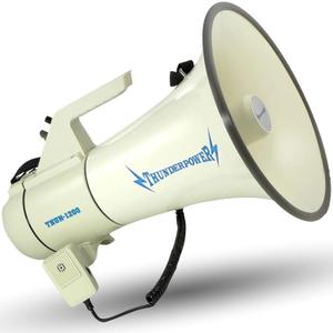 ThunderPower THUN1200 Heavy-Duty Extra-Loud Megaphone Speaker  45W Bullhorn Megaphone with Siren, 2,000Yard Range, Bell & Talk Modes - Loud Speaker Megaphones for Military and Crowd Control