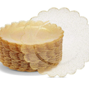 50-pack Disposable Gold Glitter Plastic Plates, Scalloped Edges For Wedding, 9"