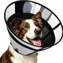 Upgraded Dog Cone Collar for Dogs After Surgery, Soft Transparent Pet Recovery Collar for Large Medium Small Dogs, Depth Adjustable Dog Cone Collar, Elizabethan Collar (M, Black)