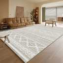 Washable Area Rugs 3' x 5 ' - 1/6 Thick - Moroccan-Inspired -Stain & Water Resistant Non-Slip - Resistant Rug for Living Room, Bedroom, Nursery, Pet & Child Friendly (Grey)