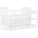 Dream On Me Anna 3-in-1 Convertible Full-Size Baby Crib & Changer with Storage in White, GreenGuard Gold & JPMA, Pinewood, Converts to Day & Toddler Bed, 3 Mattress Heights, 1 Changing Pad