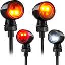 4-LED Bullet Turn Signals Mini Motorcycle Blinkers, Universal 10mm Mounting Hole, Front Rear Indicators Compatible with Honda, Kawasaki, Suzuki, Yamaha, Harley, Bobber, Chopper