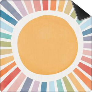 Boho Sun Mahjong Mat for Table 31.5 X 31.5 in, Gifts for Mahjong Players, Watercolor Boho Colorful Sunshine Anti-Slip Table Cover Tablecloth for Poker Board Card Tile Game Dominoes, 31.5 x 31.5 x 0.1 inches