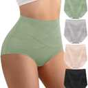 YDQ Women's High Waisted Cotton Underwear Panties Ladies Stretch Breathable Full Coverage Briefs 4 Pack M