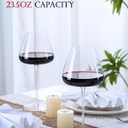 Hand-Blown 23.5OZ Crystal Wine Glasses Set of 4 for Pinot Noir, Burgundy, Bordeaux, Large Lead-Free Crystal Glasses with Unique Bottom Design for Red, White Wine, Big Oversized Glasses 