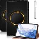 Case for Samsung Galaxy Tab A7 10.4" 2022/2020 (SM-T500/T503/T505/T507),PU Leather Folio Flip Stand Wallet Case with Elastic Band for Galaxy Tab A7 10.4" - Gold Hoop