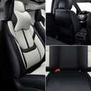 Auto Car Seat Covers Accessories Full Set Leather Cushion Protector Breathable Waterproof Seat Cover for Cars Universal Fit (Black&White, Front Pair and Rear)