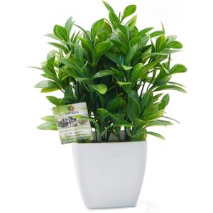 OFFIDIX Artificial Eucalyptus Plants with White Square Vase Small Artificial Tree for Office Desktop Decor Fake Plants for Home and Office Indoor Decorations (B-green)
