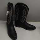 IUV Cowboy Boots For Men Western Boot Embroidered Square Toe Traditional Hunting Working Boots, Black, size 10