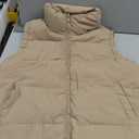 Polu Puffer Vest Women Zip Up Stand Collar Sleeveless Puffer Vests Oversized Padded Gilet Jacket (Medium, Khaki)