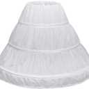 Abaowedding Girls' 3 Hoops Petticoat Full Slip Flower Girl Crinoline Skirt (10-11, White)