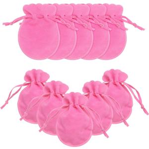 uxcell 10 Pcs Small Velvet Drawstring Pouches, 3.5" x 4.7" Flannel Calabash Shape Drawstring Jewelry Pouches Velvet Jewelry Bags for Wedding Birthday Party Favors, Rose Red