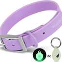 Wisedog Waterproof Dog Collar with Airtag Holder, Adjustable Soft Rubber Coated Webbing, Odor-Proof and Easy to Clean for Small Medium Large Dogs(S|8.5"-12.5" 4/5 in, Lilac)